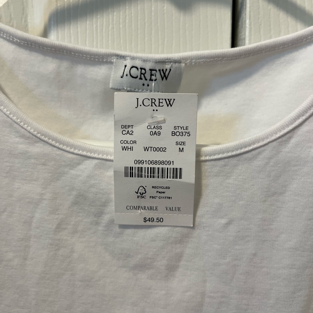 J.Crew White Cotton Tank Top Women's Medium - Picture 6 of 6